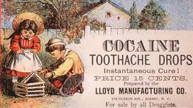 Реклама капель с кокаином от зубной боли (1885 г.)
