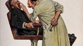 Стоматолог успокаивает испуганного пациента (Carl Josef, 1930)